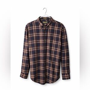 Cabela's Mens Large Plaid Button Down Shirt Wrinkle Free Long Sleeve 100% Cotton